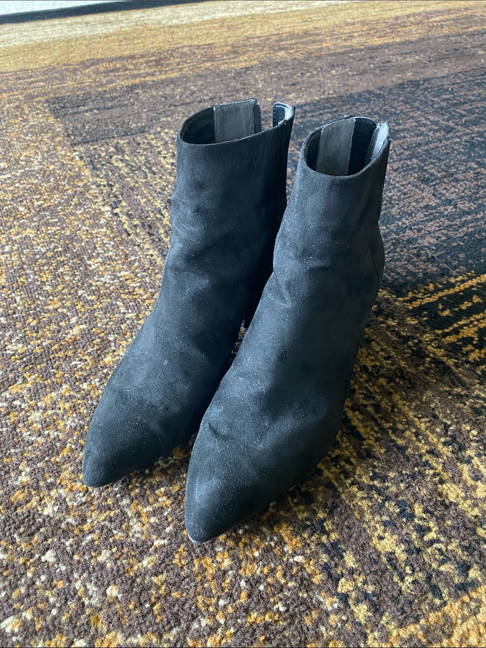 Women's Black Pointed Toe Suede Ankle Boots